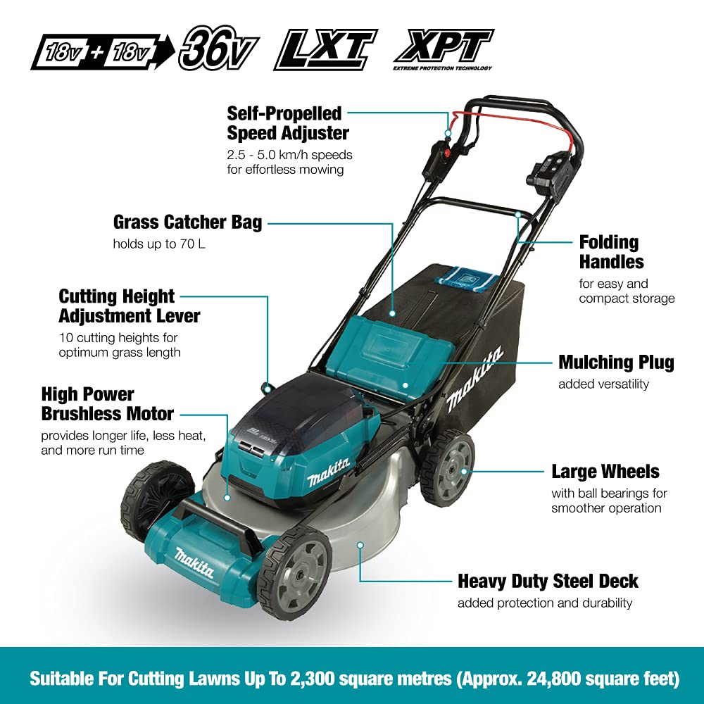 Tondeuse autotractée Makita 36V LXT – 53 cm (Solo) DLM532Z