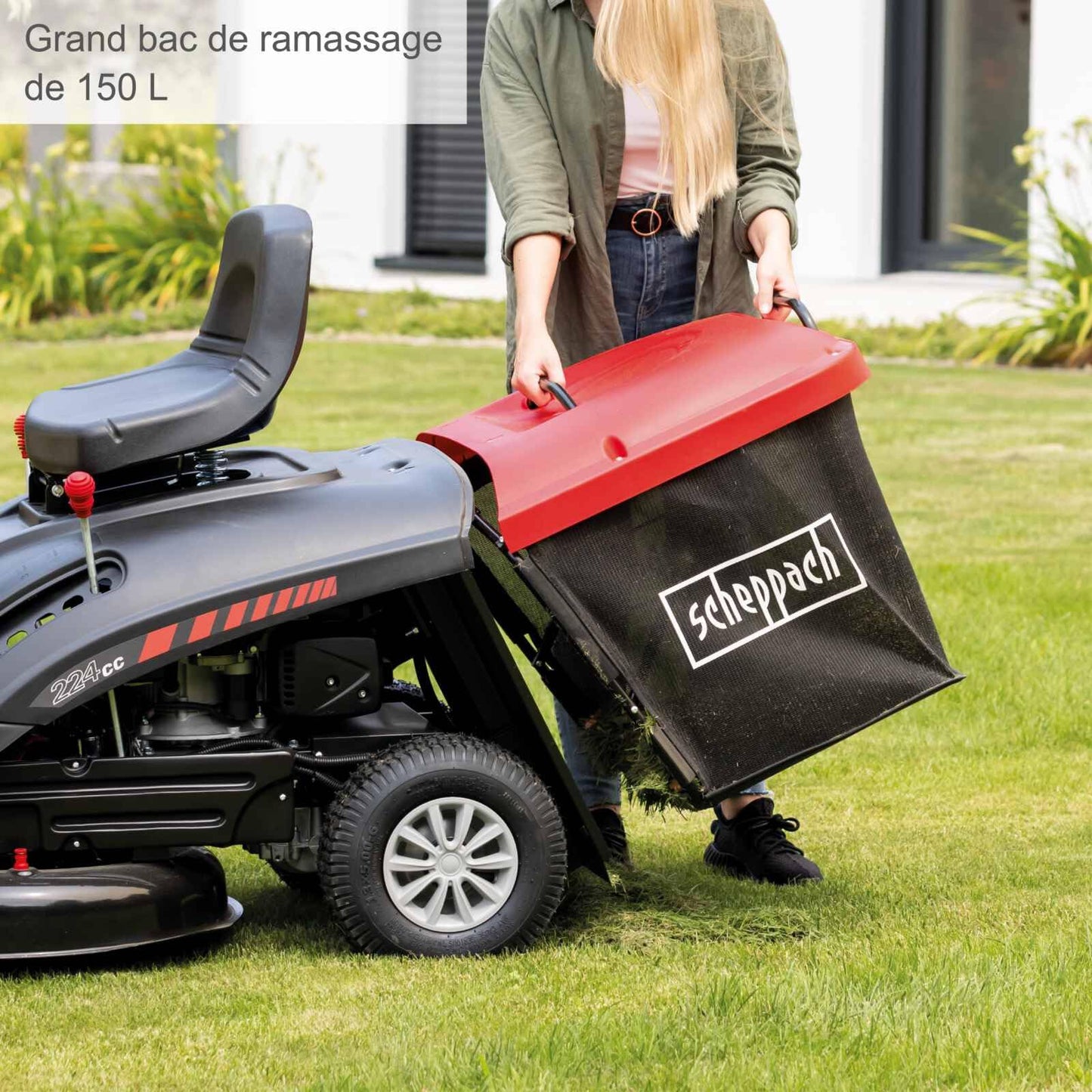 Tondeuse autoportée Scheppach MR224-61 – Coupe 61 cm, Démarrage électrique