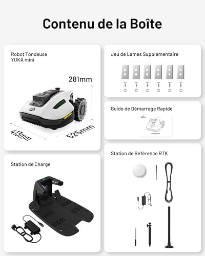 Robot tondeuse MAMMOTION YUKA Mini 500 – 500 m², RTK+Vision, Pente 50%