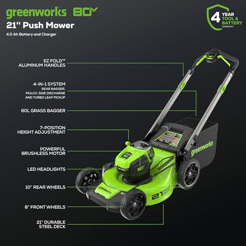 Tondeuse sans fil Greenworks 80V Gen 2 – 53,3 cm, Batterie 4,0Ah