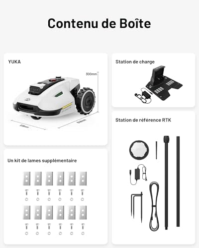 Robot tondeuse MAMMOTION YUKA 2000 – 2000 m², RTK+Vision, Double disque de coupe