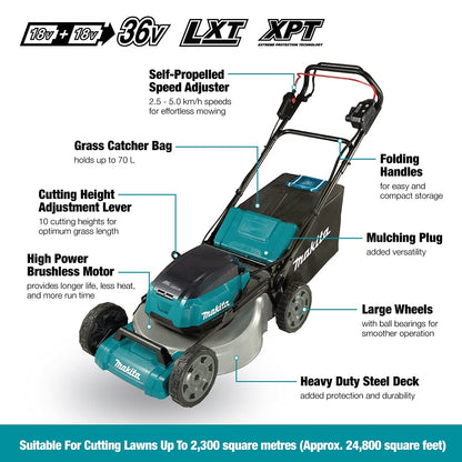 Tondeuse autotractée Makita 36V LXT – 53 cm (Solo) DLM532Z