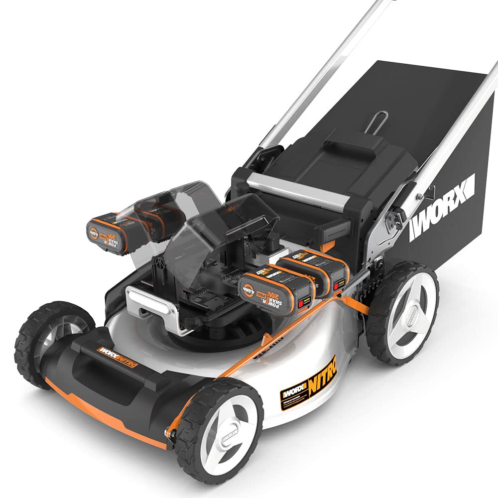 Tondeuse sans fil WORX WG761E 80V – 51 cm, Sac 70L, Mulching, 4 Batteries incluses
