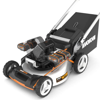 Tondeuse sans fil WORX WG761E 80V – 51 cm, Sac 70L, Mulching, 4 Batteries incluses