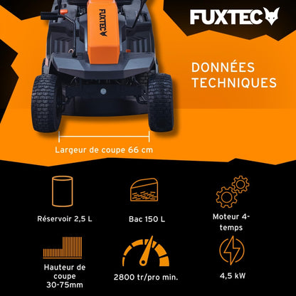 Tondeuse autoportée FUXTEC FX-RMR66 – Coupe 66 cm, Moteur 6 CV
