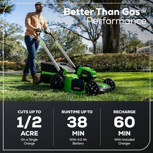 Tondeuse sans fil Greenworks 80V Gen 2 – 53,3 cm, Batterie 4,0Ah