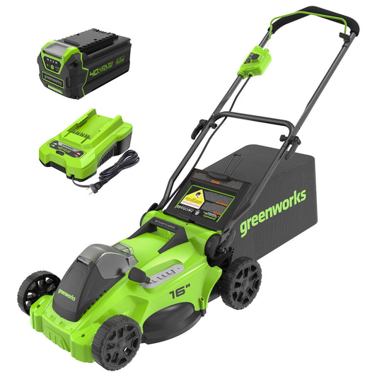 Tondeuse sans fil Greenworks 40V – 16'', Batterie 4,0Ah et Chargeur inclus
