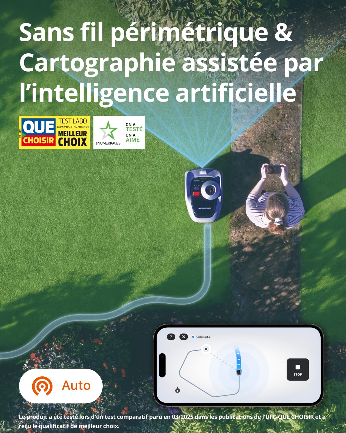 Robot tondeuse Navimow i105E – 500 m², Navigation RTK & Vision IA