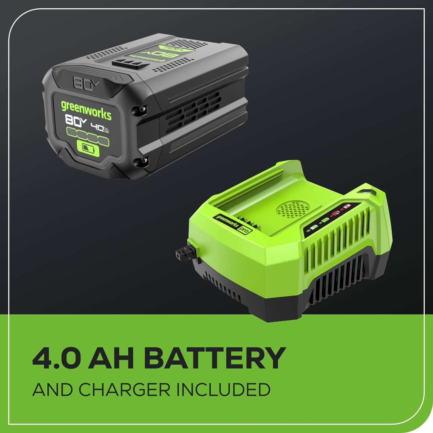 Tondeuse automotrice Greenworks MO80L410 Pro – 80V, 53,3 cm, Batterie 4,0Ah