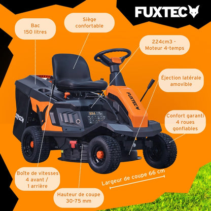 Tondeuse autoportée FUXTEC FX-RMR66 – Coupe 66 cm, Moteur 6 CV