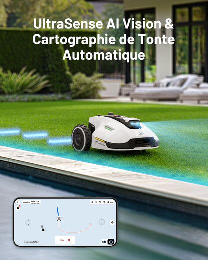 Robot tondeuse MAMMOTION YUKA 2000 – 2000 m², RTK+Vision, Double disque de coupe