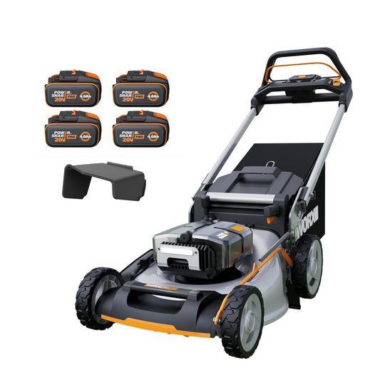 Tondeuse sans fil WORX WG761E 80V – 51 cm, Sac 70L, Mulching, 4 Batteries incluses