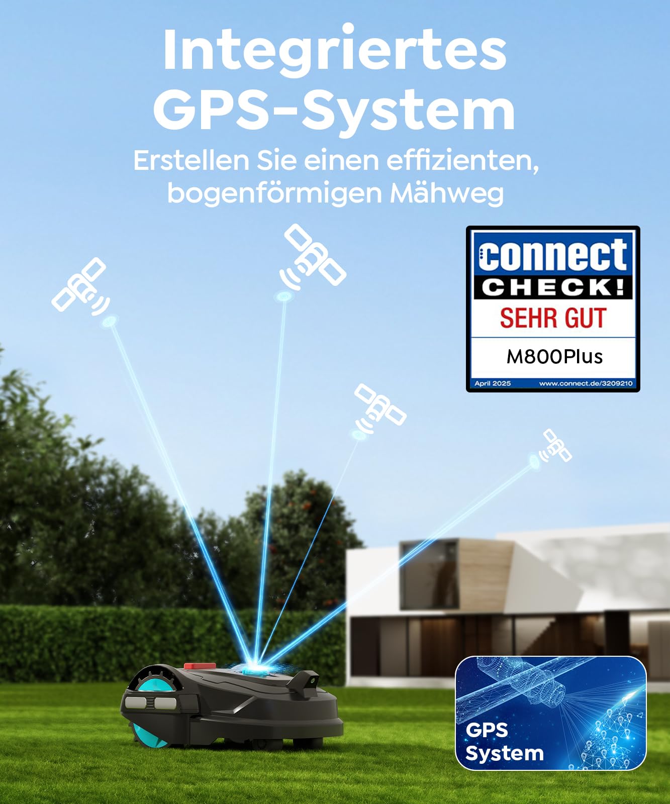 Robot tondeuse YARDCARE M800Plus – 800 m², GPS & Vision IA