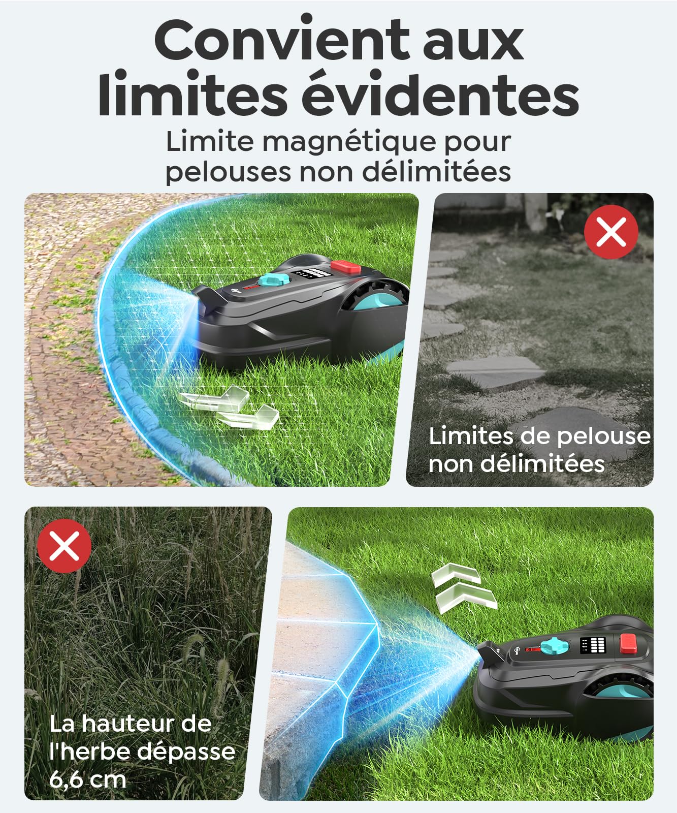 Robot tondeuse YARDCARE M800Plus – 800 m², GPS & Vision IA