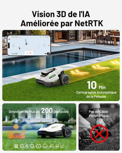 Robot tondeuse MAMMOTION YUKA Mini 500 – 500 m², RTK+Vision, Pente 50%