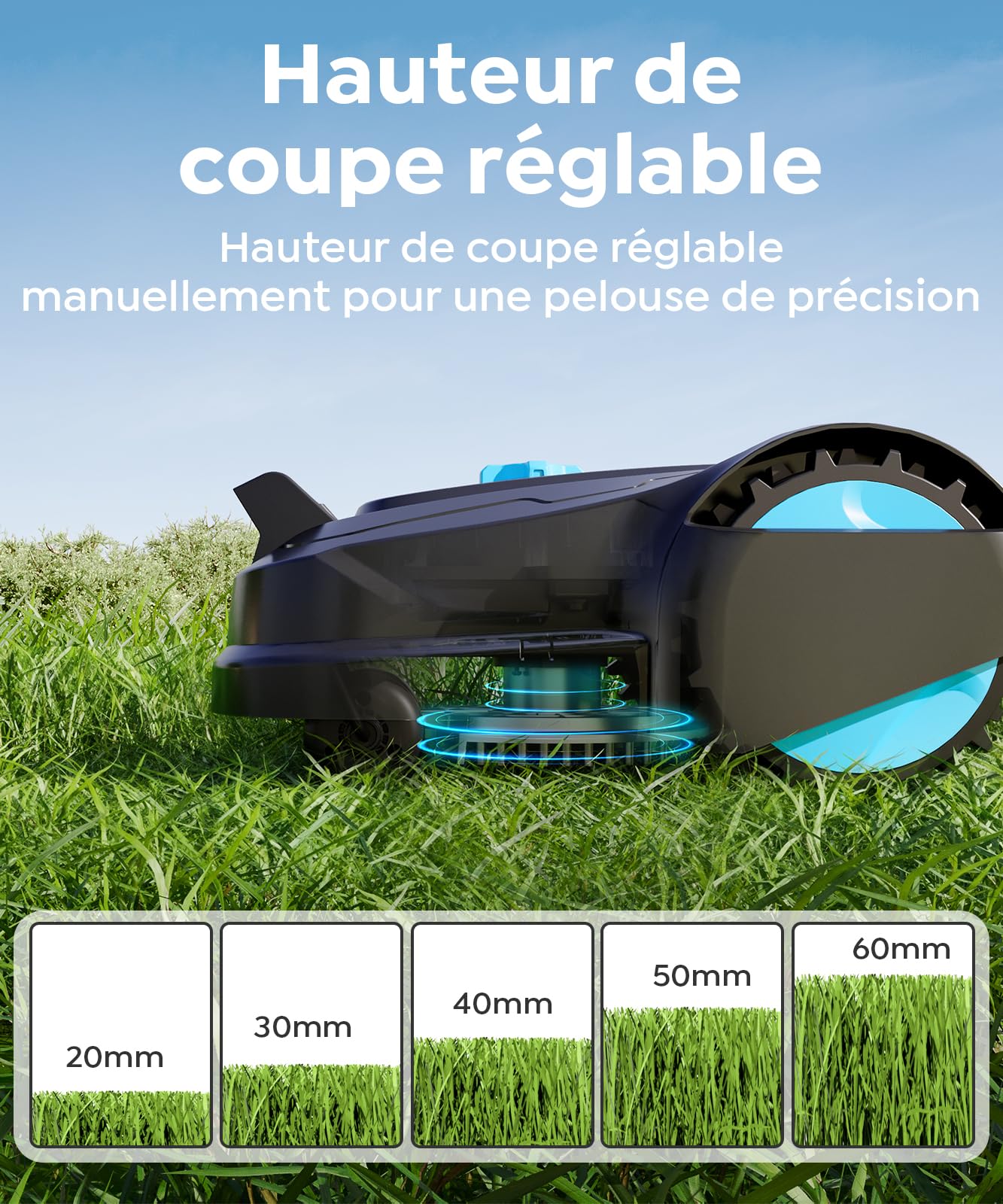 Robot tondeuse YARDCARE M800Plus – 800 m², GPS & Vision IA