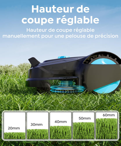 Robot tondeuse YARDCARE M800Plus – 800 m², GPS & Vision IA