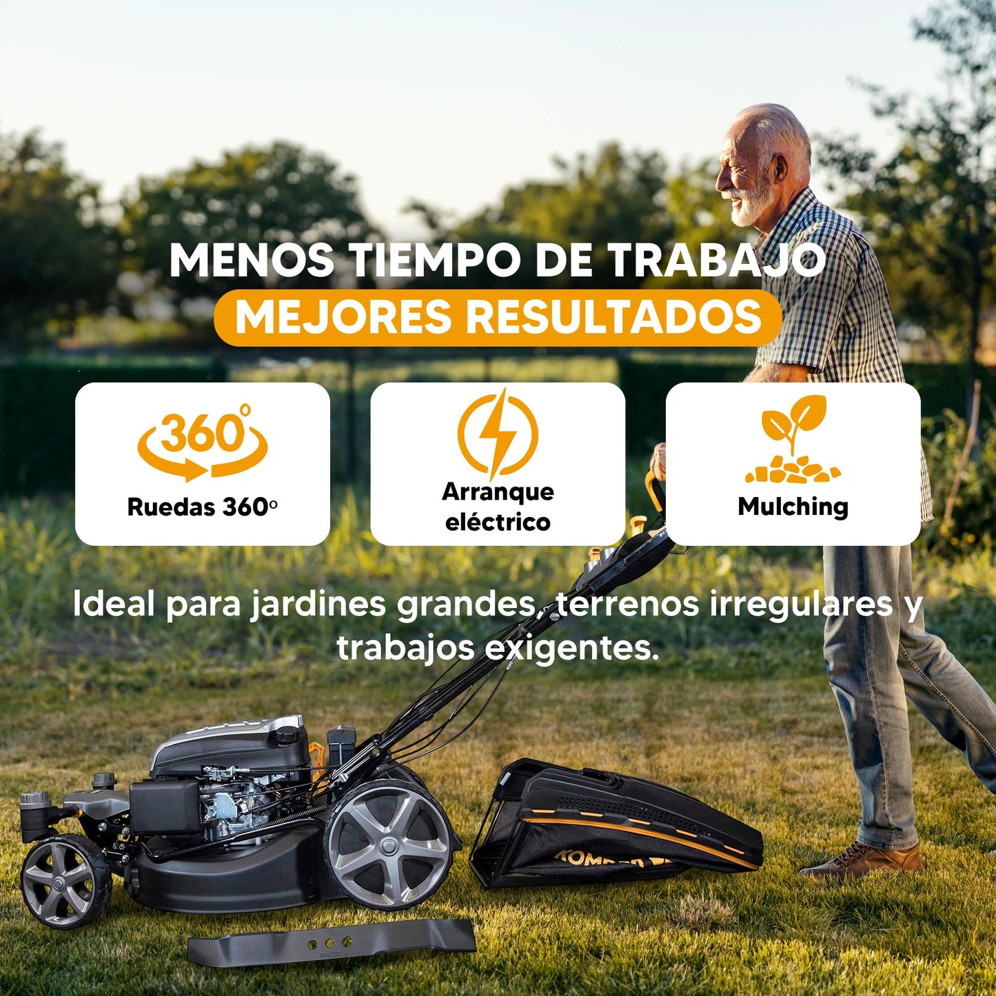 Tondeuse Kompak KP-KCC51E-SPZ – Mulching, Démarrage électrique, Rotation 360°
