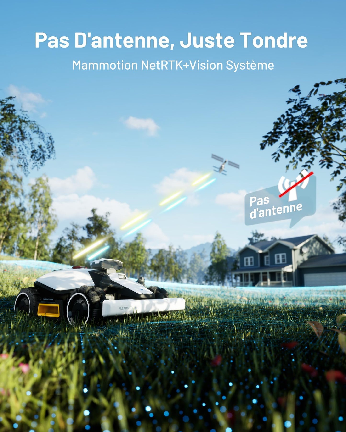 Robot tondeuse MAMMOTION LUBA Mini AWD 800 – 800 m², RTK+Vision, Pentes 80%