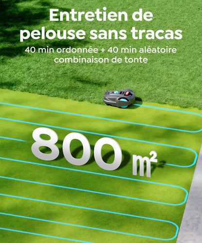 Robot tondeuse YARDCARE M800Plus – 800 m², GPS & Vision IA