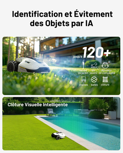 Robot tondeuse MAMMOTION YUKA 2000 – 2000 m², RTK+Vision, Double disque de coupe