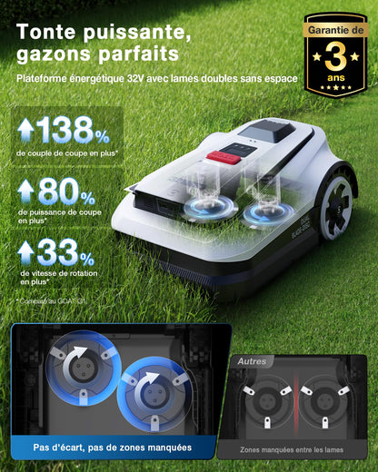 Robot tondeuse ECOVACS Goat A1600 – 1600 m², Navigation RTK LiDAR