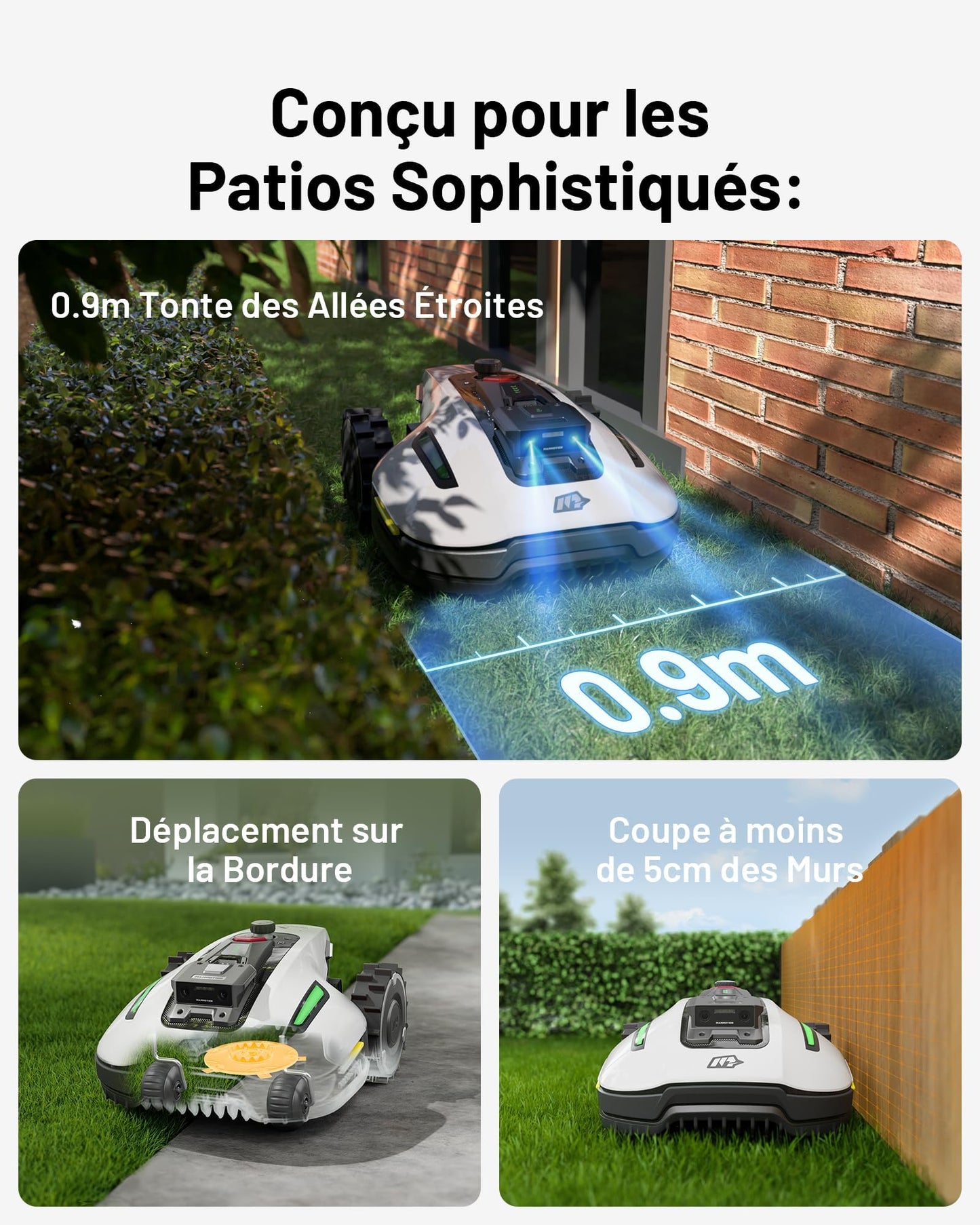 Robot tondeuse MAMMOTION YUKA Mini 500 – 500 m², RTK+Vision, Pente 50%