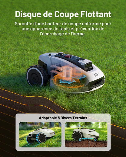 Robot tondeuse MAMMOTION YUKA 2000 – 2000 m², RTK+Vision, Double disque de coupe