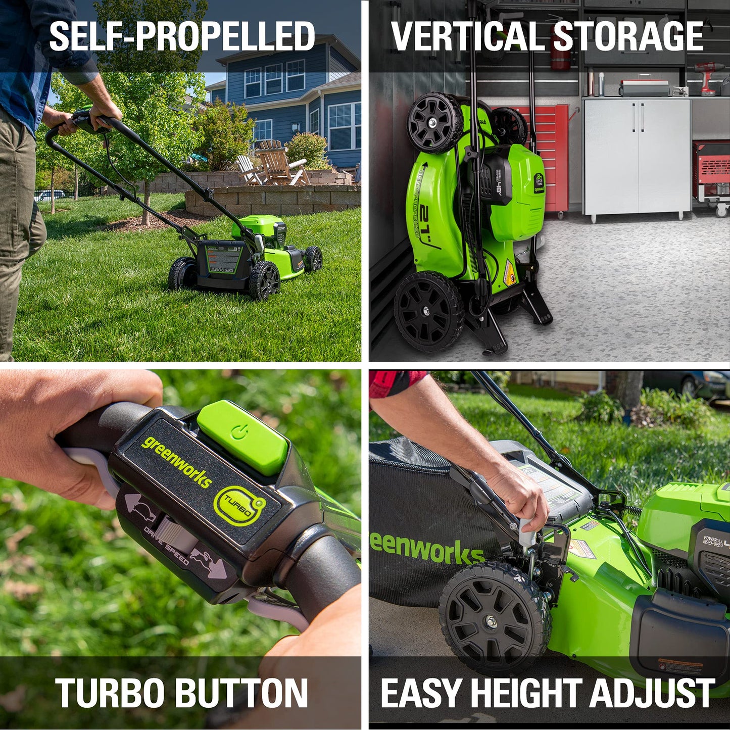 Lot 2 Tondeuses Greenworks 53,3 cm – Sans balais, 48V, Batteries 5,0Ah incluses