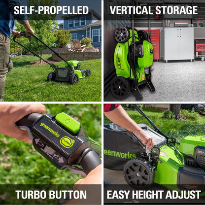 Lot 2 Tondeuses Greenworks 53,3 cm – Sans balais, 48V, Batteries 5,0Ah incluses