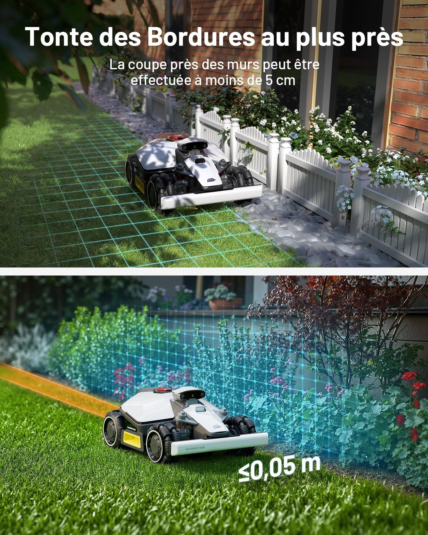 Robot tondeuse MAMMOTION LUBA Mini AWD 800 – 800 m², RTK+Vision, Pentes 80%