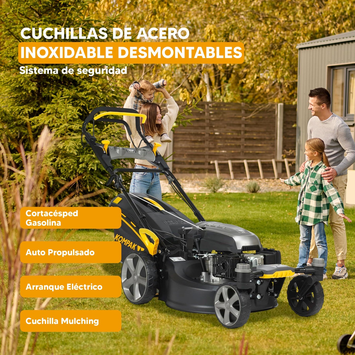 Tondeuse Kompak KP-KCC51E-SPZ – Mulching, Démarrage électrique, Rotation 360°