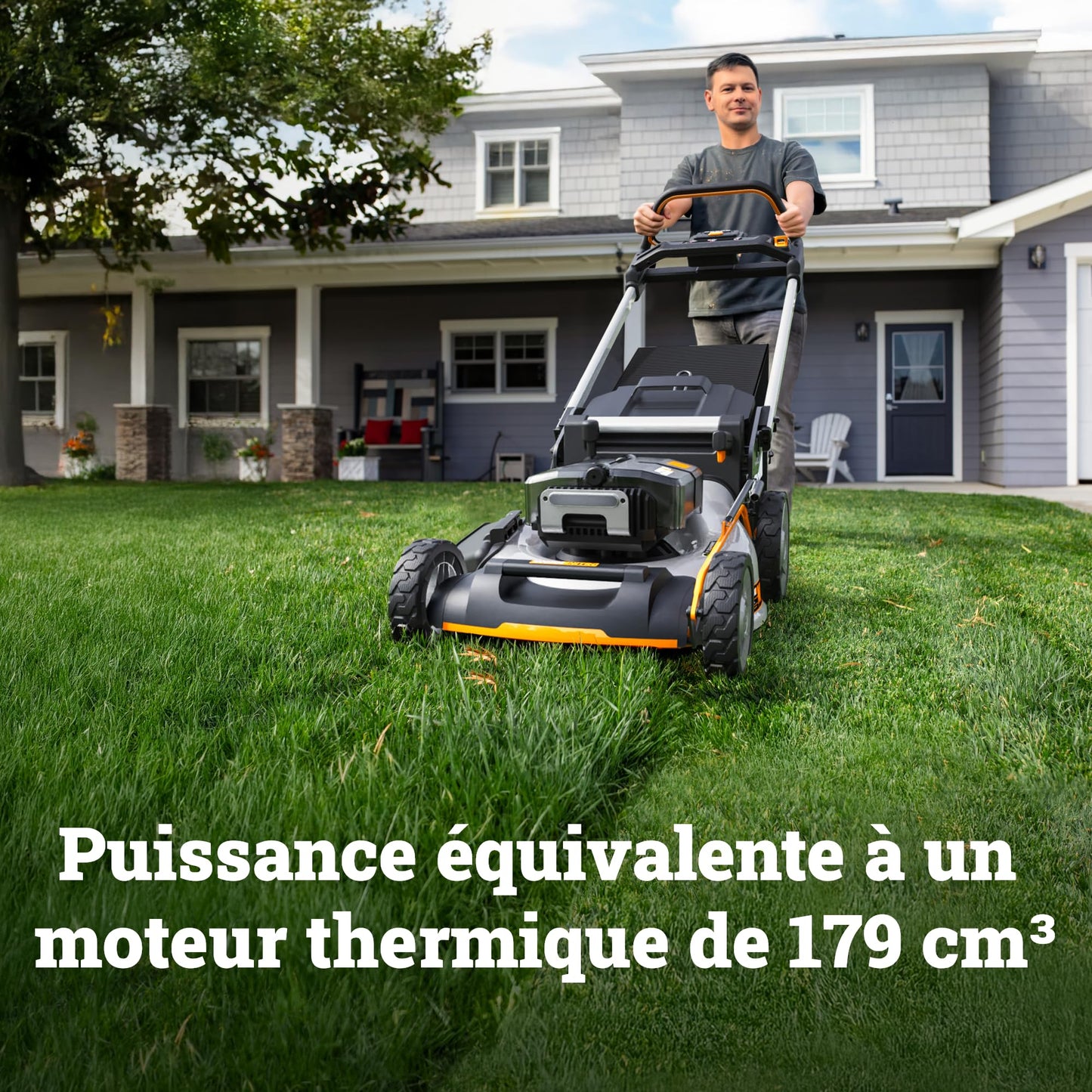 Tondeuse sans fil WORX WG761E 80V – 51 cm, Sac 70L, Mulching, 4 Batteries incluses