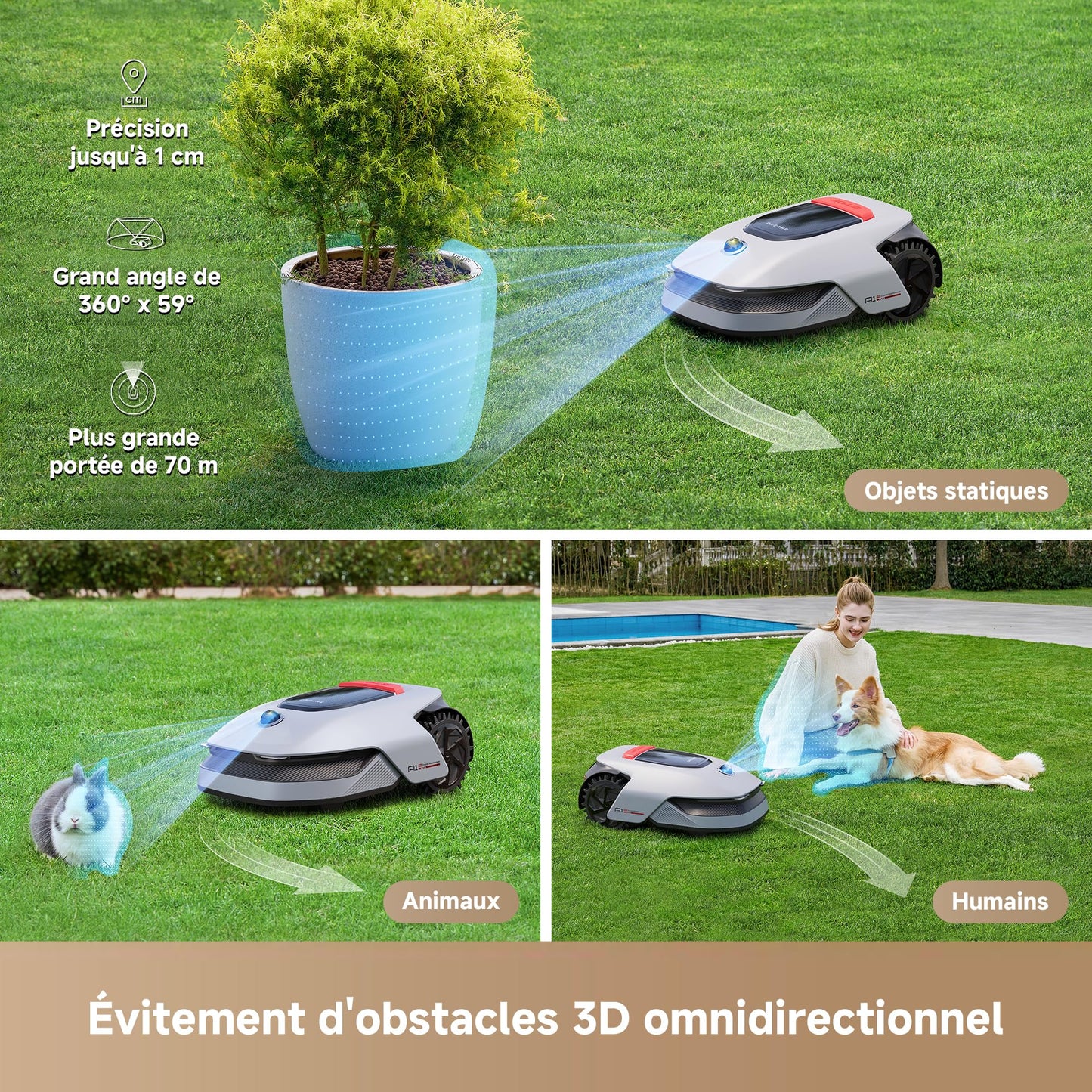 Robot tondeuse DREAME A1 Pro – 2000 m², 3D-LiDAR OmniSense, Application incluse