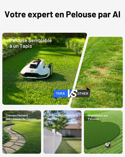 Robot tondeuse MAMMOTION YUKA 2000 – 2000 m², RTK+Vision, Double disque de coupe