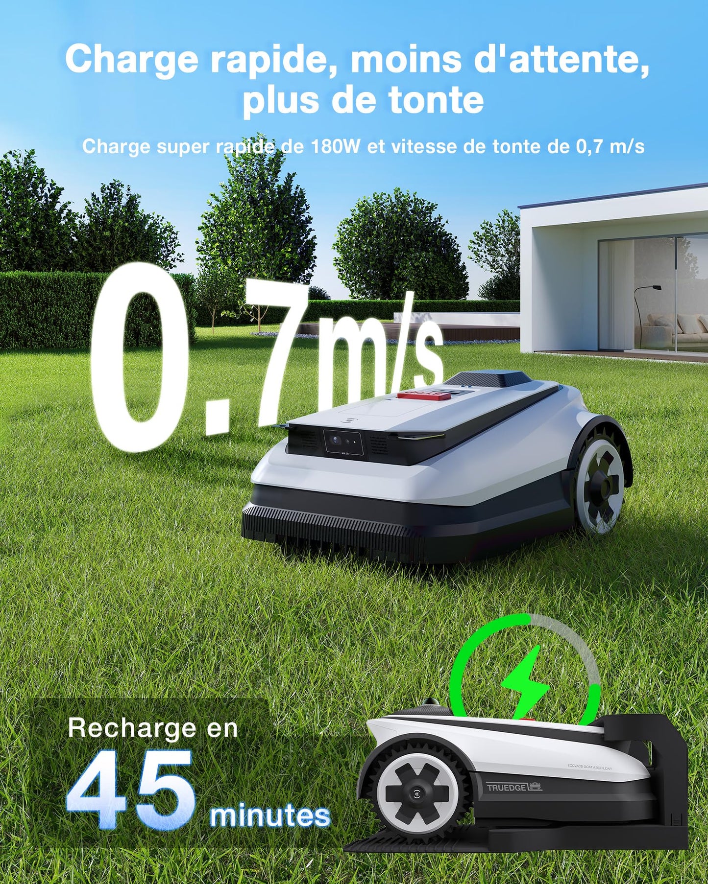 Robot tondeuse ECOVACS Goat A1600 – 1600 m², Navigation RTK LiDAR