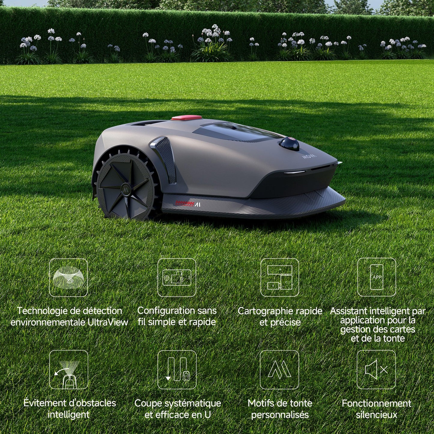 Robot tondeuse MOVA 600 – 800 m², Cartographie 3D LiDAR, Sans fil